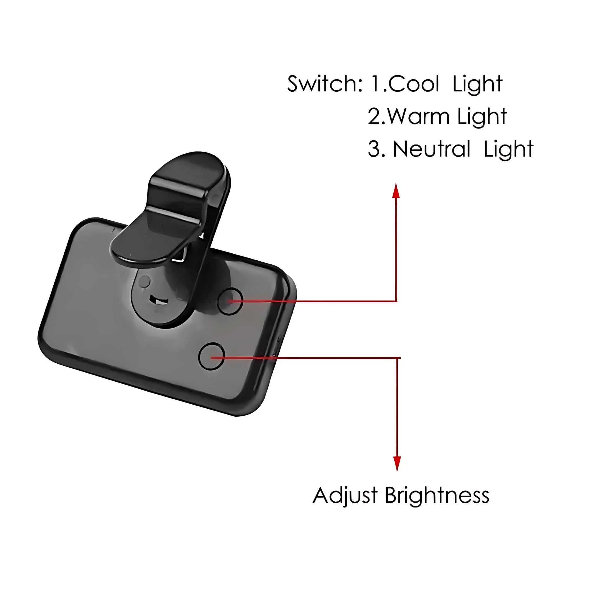 Pocket LED Selfie Light – Clip-On Phone & Laptop Fill Light showing adjustable brightness settings and light modes.