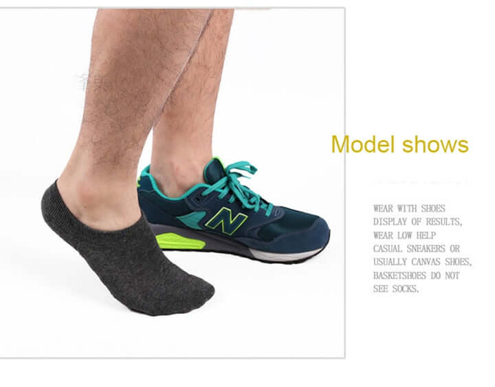 Men’s 5-Pack Cushioned No-Show Socks – Anti-Slip Cotton Boat Socks