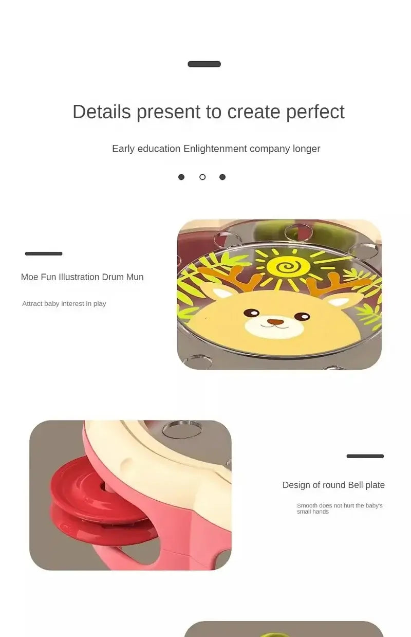 Montessori 3-in-1 Baby Drum Toy – Interactive Musical Learning Center - Poppix