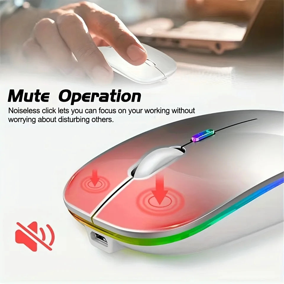 Dual Mode Wireless Mouse – Bluetooth & 2.4GHz Rechargeable RGB Mouse - Poppix