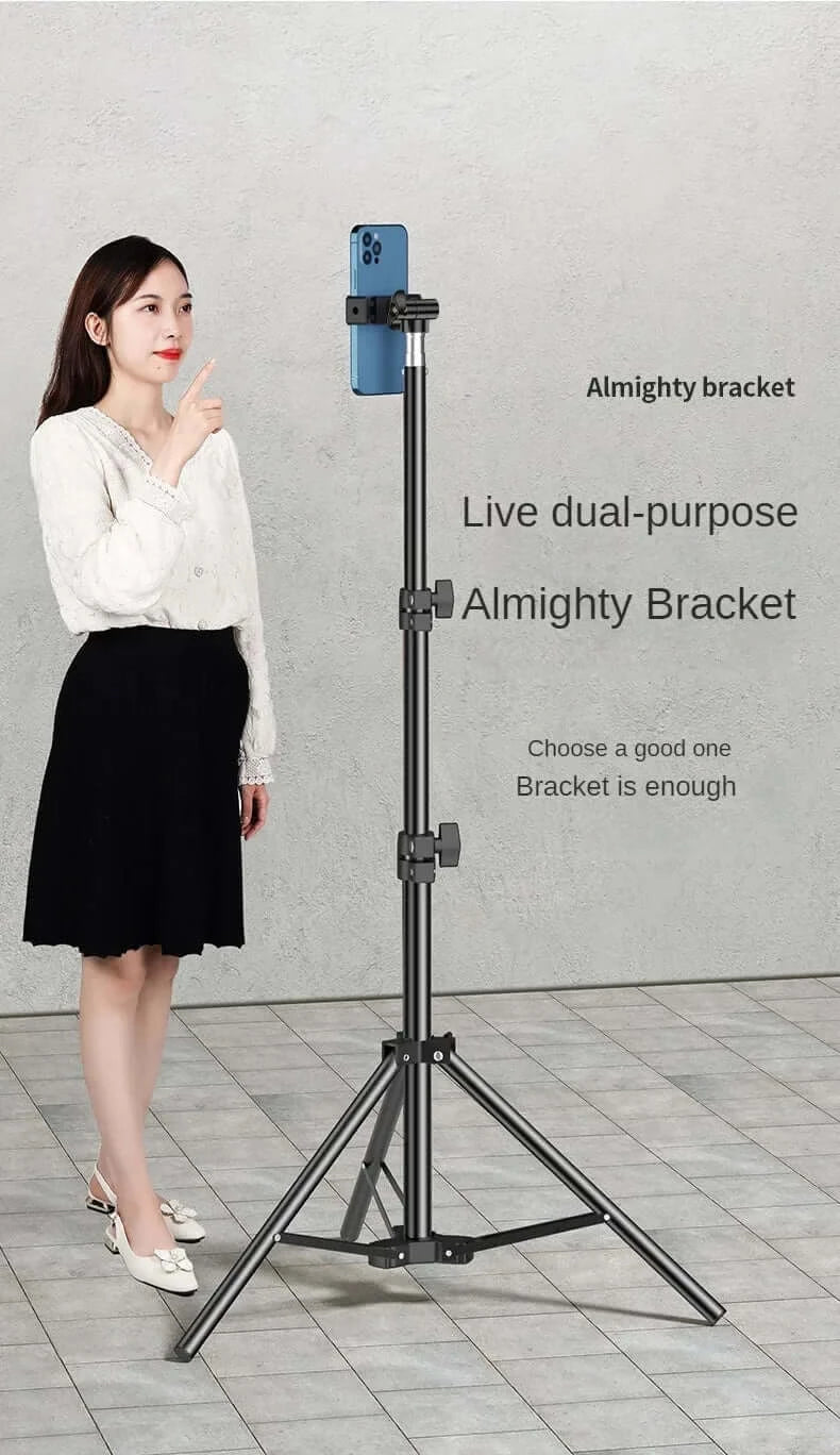 160cm Professional Live Stream Tripod – Adjustable Floor Stand for Phones & Cameras - Poppix