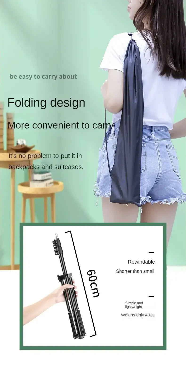 160cm Professional Live Stream Tripod – Adjustable Floor Stand for Phones & Cameras - Poppix