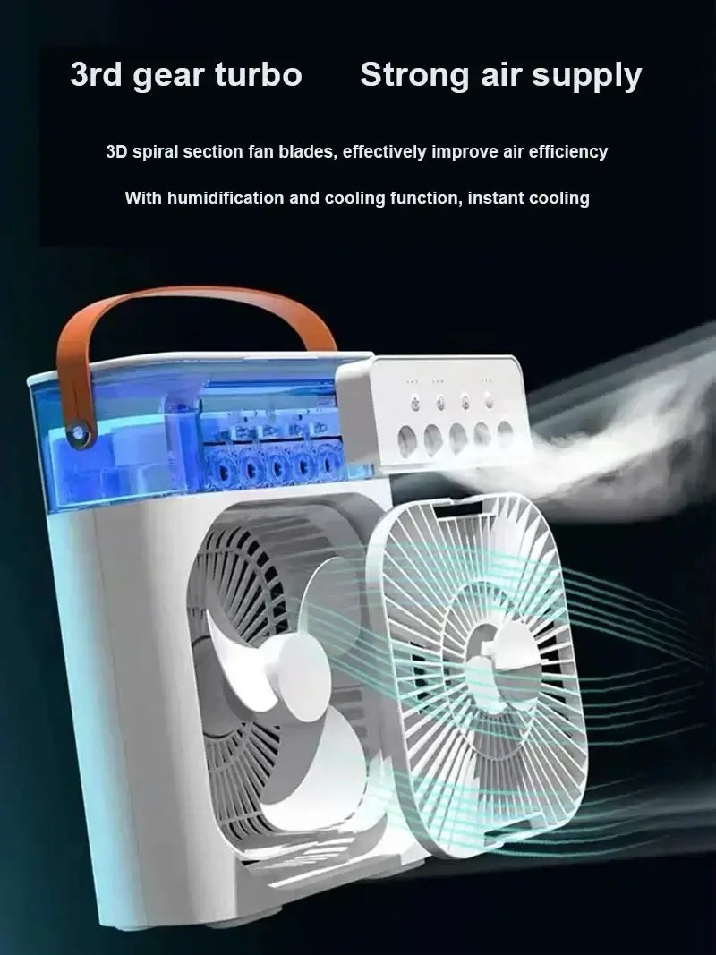 3-in-1 Portable Air Cooler – Desktop Humidifier & Fan with LED Night Light - Poppix