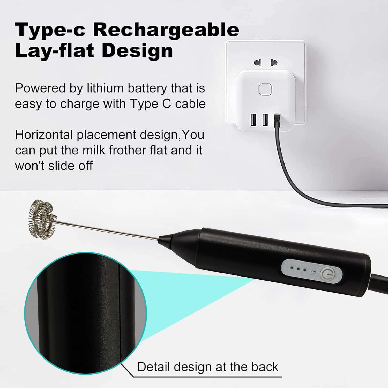 Mini USB Rechargeable Milk Frother – 3-Speed Coffee & Foam Whisk