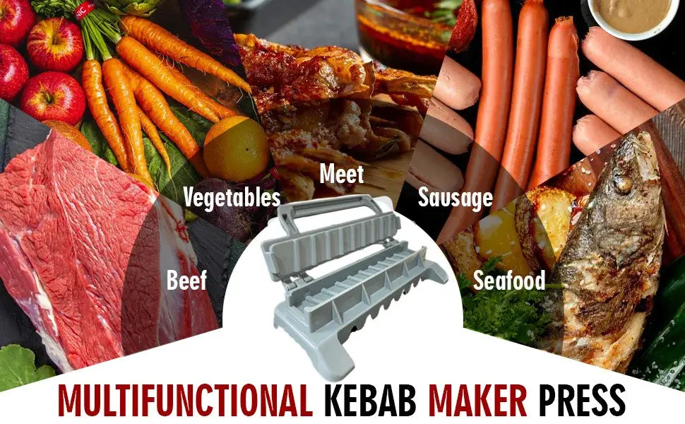 Easy Kebab Press & Meat Skewer Maker – Manual BBQ Prep Tool - Poppix