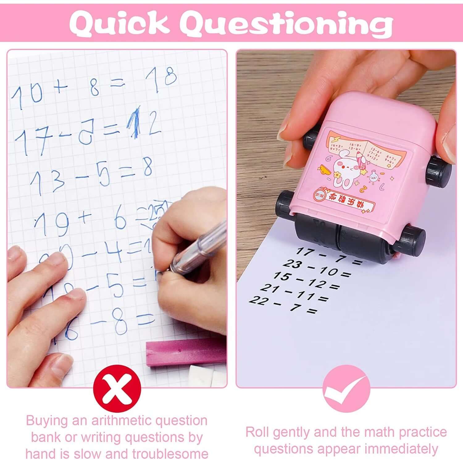 2-in-1 Digital Math Roller Stamp – Rapid Addition & Subtraction Practice