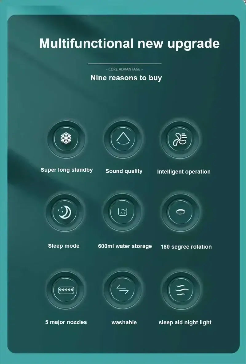 3-in-1 Portable Air Cooler – Desktop Humidifier & Fan with LED Night Light - Poppix