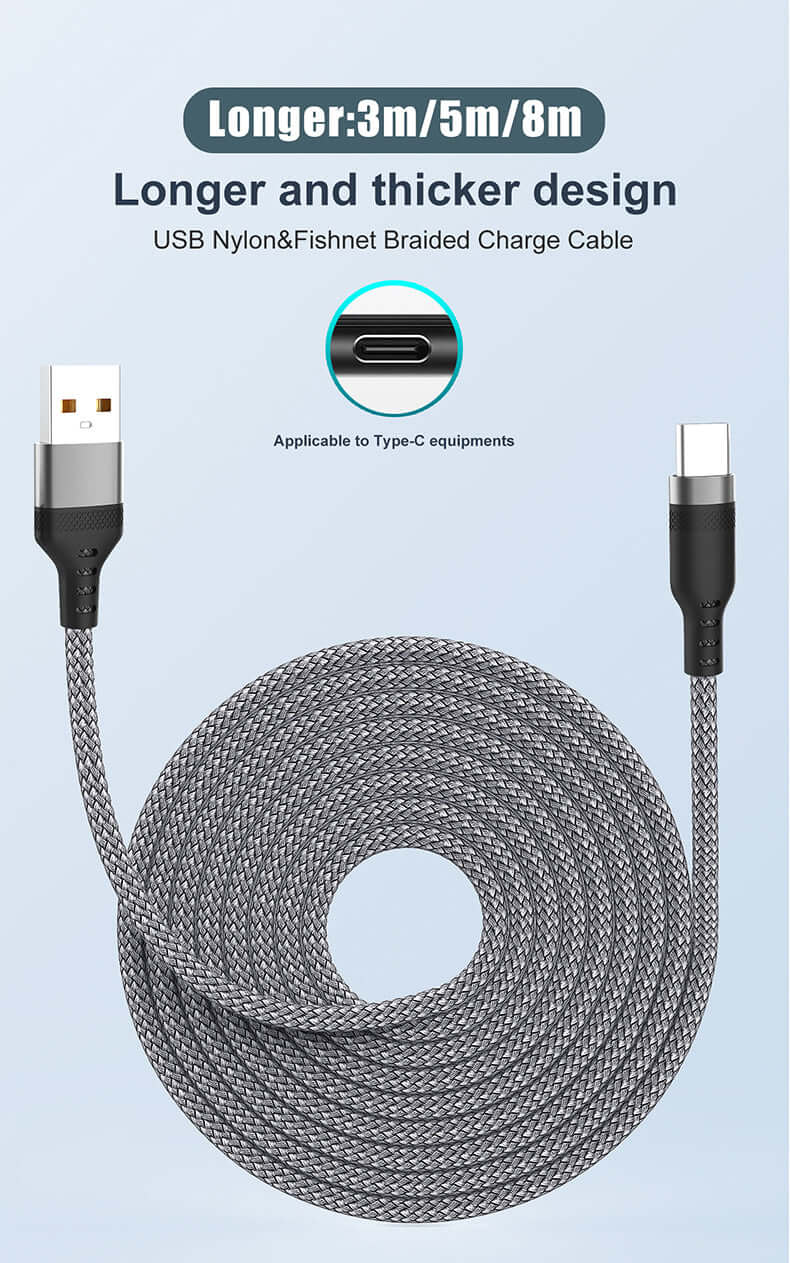 6A Super Fast Charging USB-C Cable (1m–8m) – Heavy Duty Data Sync Cord