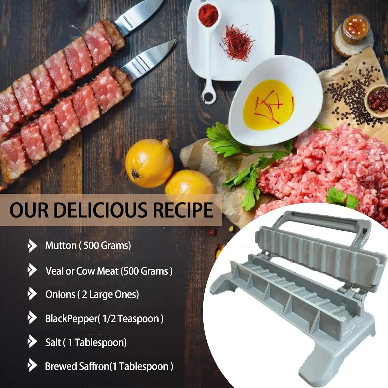 Easy Kebab Press & Meat Skewer Maker – Manual BBQ Prep Tool - Poppix
