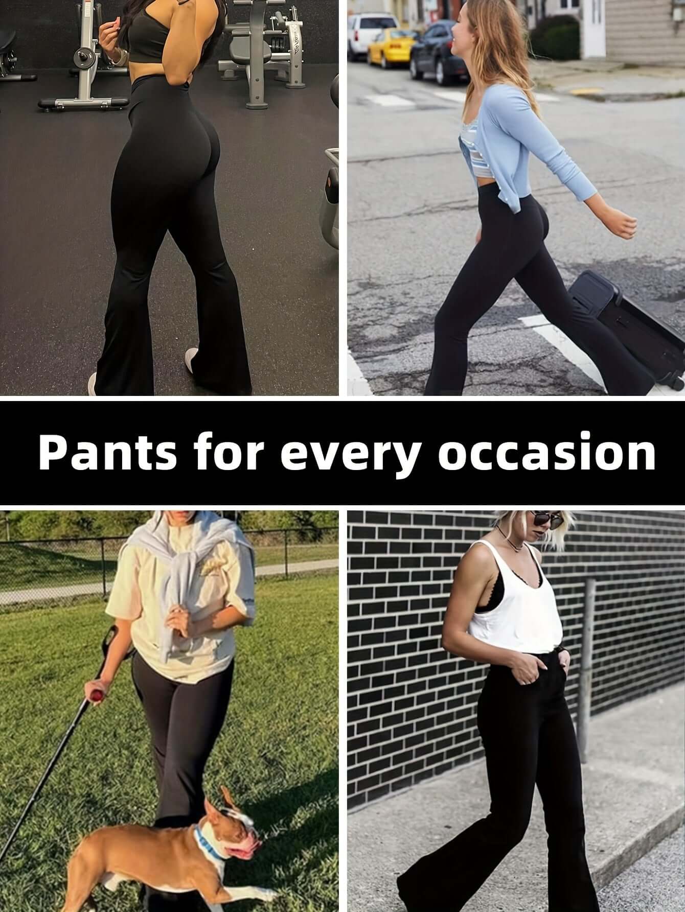 High-Waisted Slim-Fit Flared Pants – Elegant Black Wide-Leg Trousers