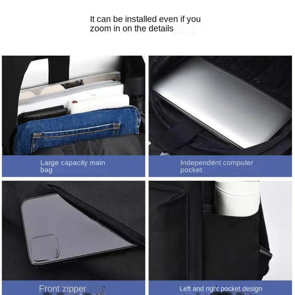 Minimalist Men's Travel Backpack – Large Capacity Water-Resistant School Bag - Poppix