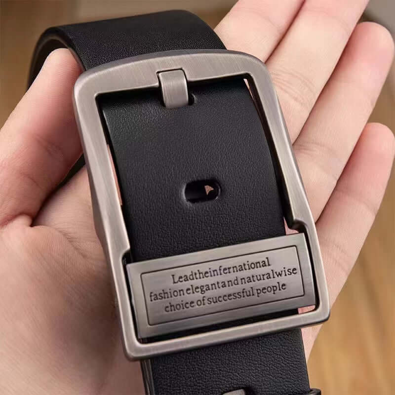 Premium Genuine Cowhide Leather Belt – Luxury Alloy Pin Buckle