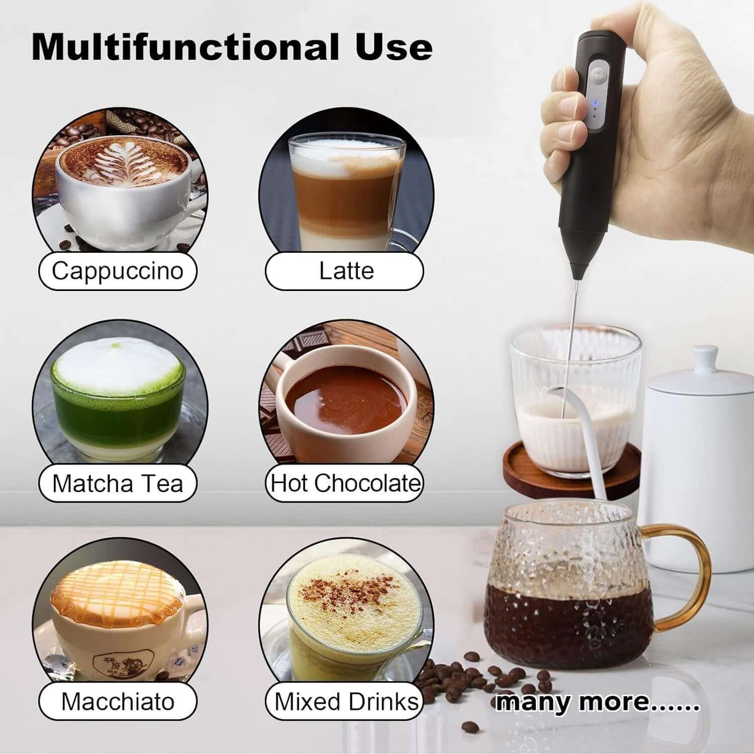 Mini USB Rechargeable Milk Frother – 3-Speed Coffee & Foam Whisk