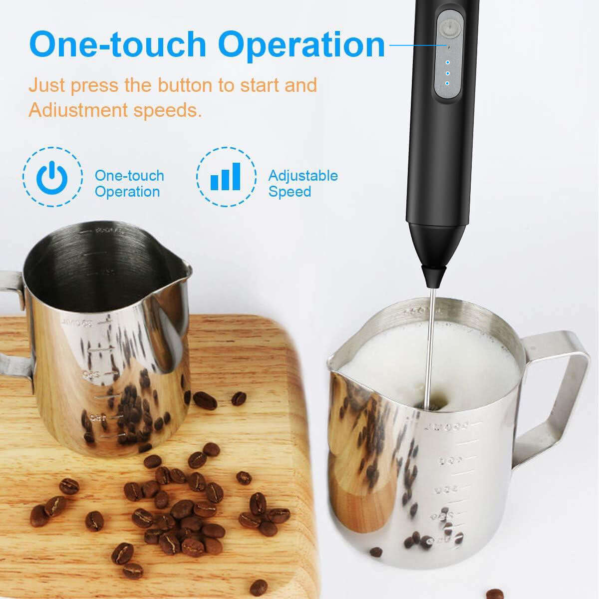 Mini USB Rechargeable Milk Frother – 3-Speed Coffee & Foam Whisk