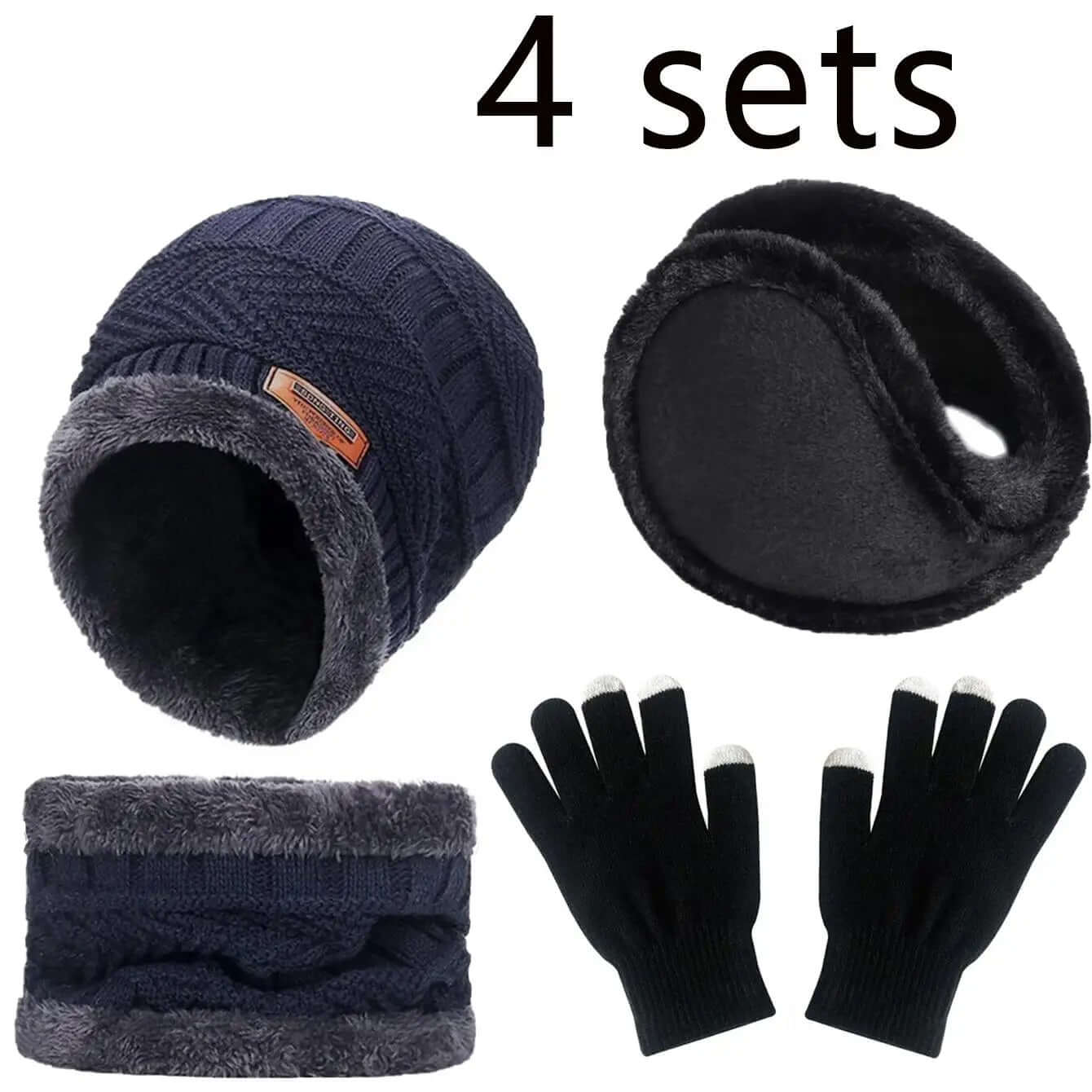 Premium Winter Warmth Set – Velvet-Lined Beanie, Scarf & Touchscreen Gloves