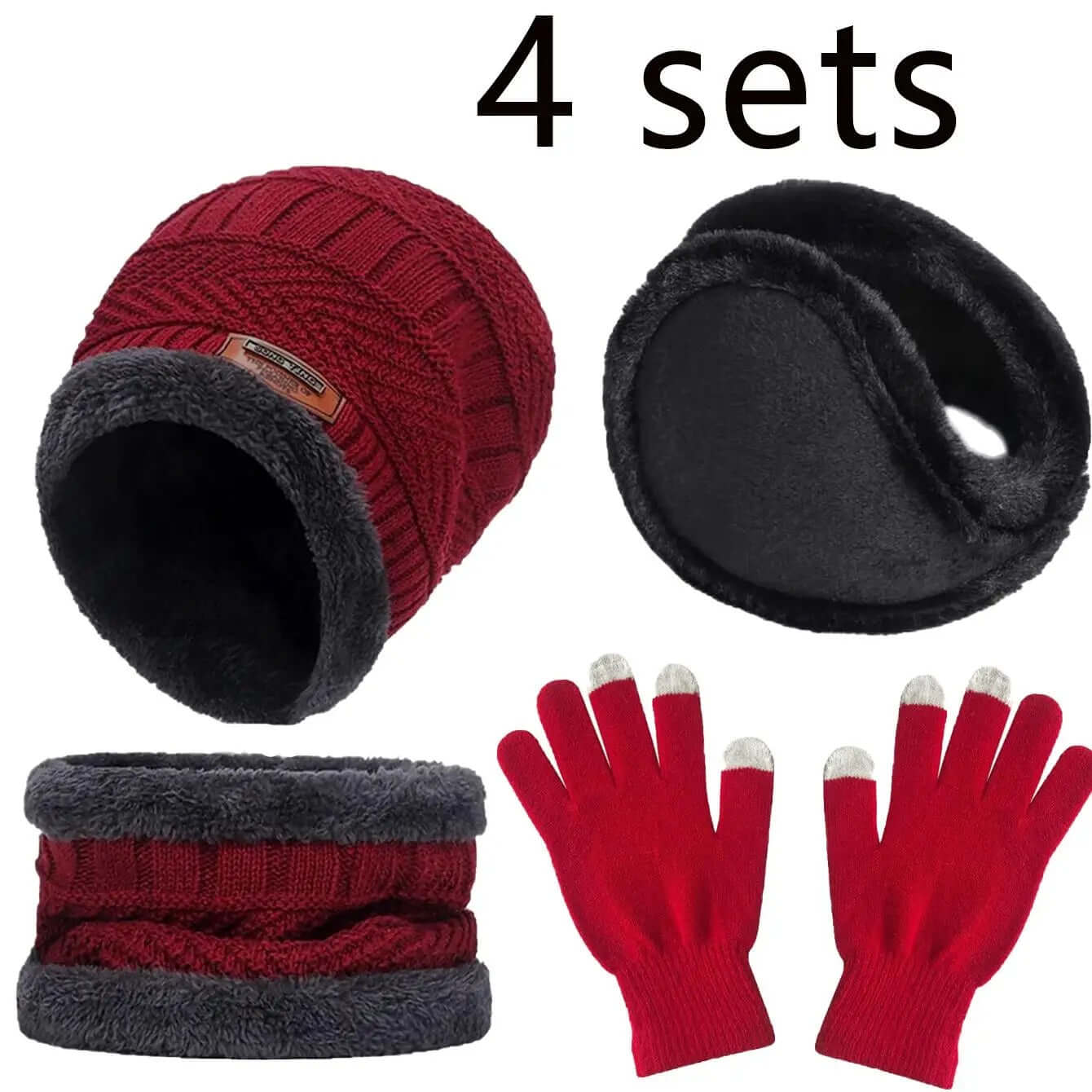 Premium Winter Warmth Set – Velvet-Lined Beanie, Scarf & Touchscreen Gloves