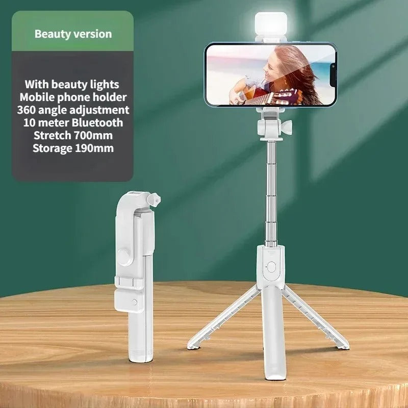 3-in-1 Selfie Stick Tripod with LED Light & Bluetooth Remote - Poppix