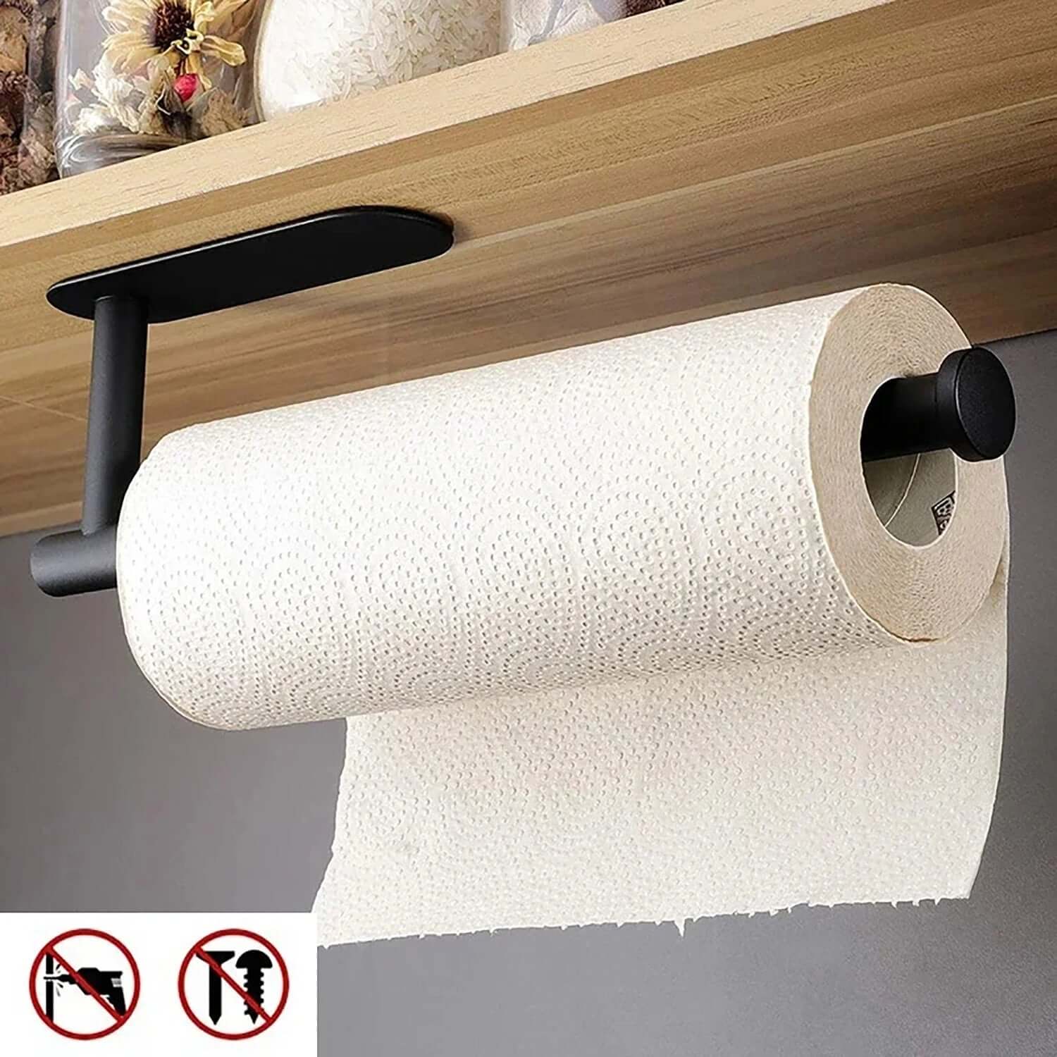 Adhesive Under-Cabinet Paper Towel Holder – No-Drill Kitchen & Bathroom Rack