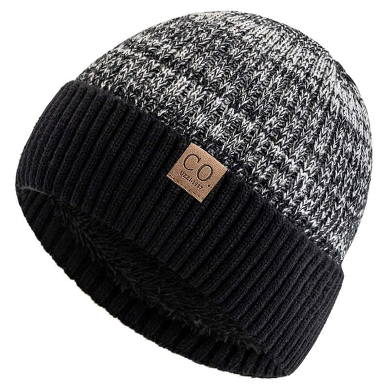 Two-Tone Fleece-Lined Winter Beanie – Unisex Warm Knitted Cap - Poppix