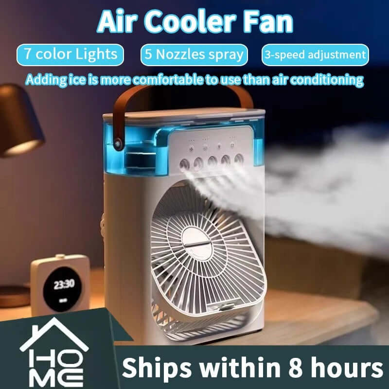 3-in-1 Portable Air Cooler – Desktop Humidifier & Fan with LED Night Light - Poppix