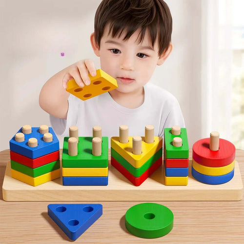 Montessori Wooden Stacking & Sorting Toy – Fine Motor Skills Puzzle