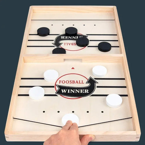Fast Sling Puck Board Game – Portable Wooden Table Hockey for Kids & Adults
