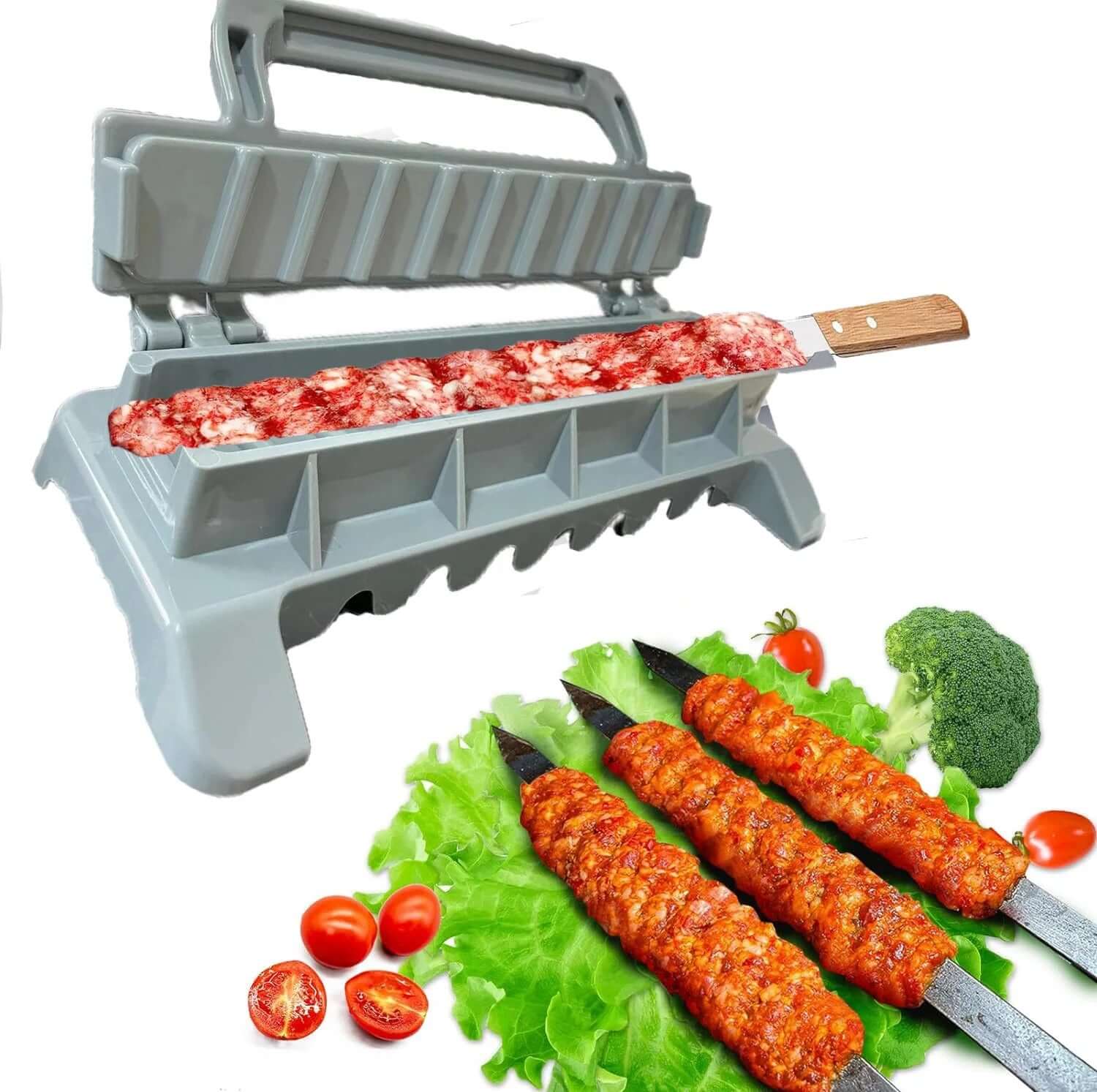 Easy Kebab Press & Meat Skewer Maker – Manual BBQ Prep Tool - Poppix