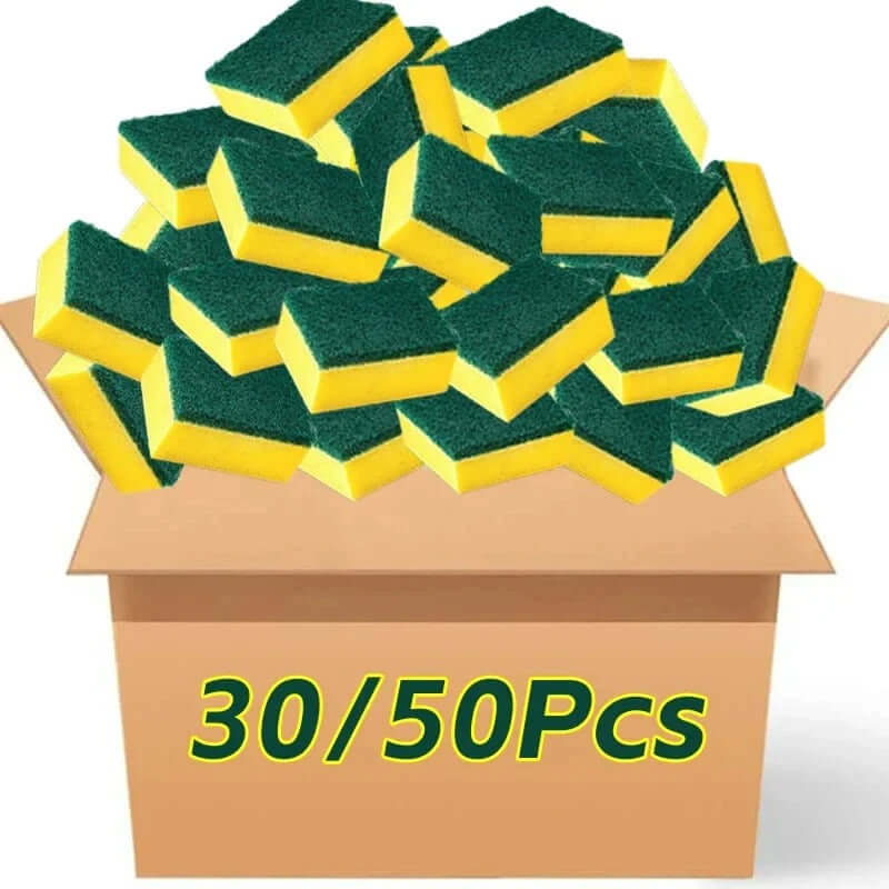 Heavy-Duty Magic Scrub Sponge – Double-Sided Grease Remover for Kitchen & Auto