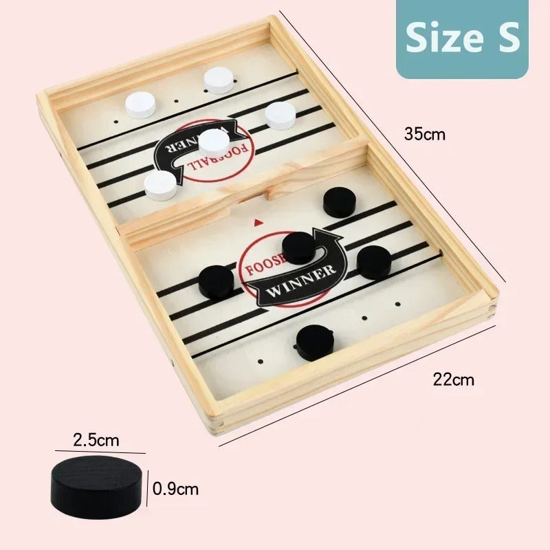 Fast Sling Puck Board Game – Portable Wooden Table Hockey for Kids & Adults - Poppix