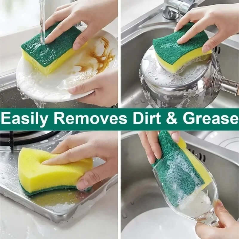 Heavy-Duty Magic Scrub Sponge – Double-Sided Grease Remover for Kitchen & Auto