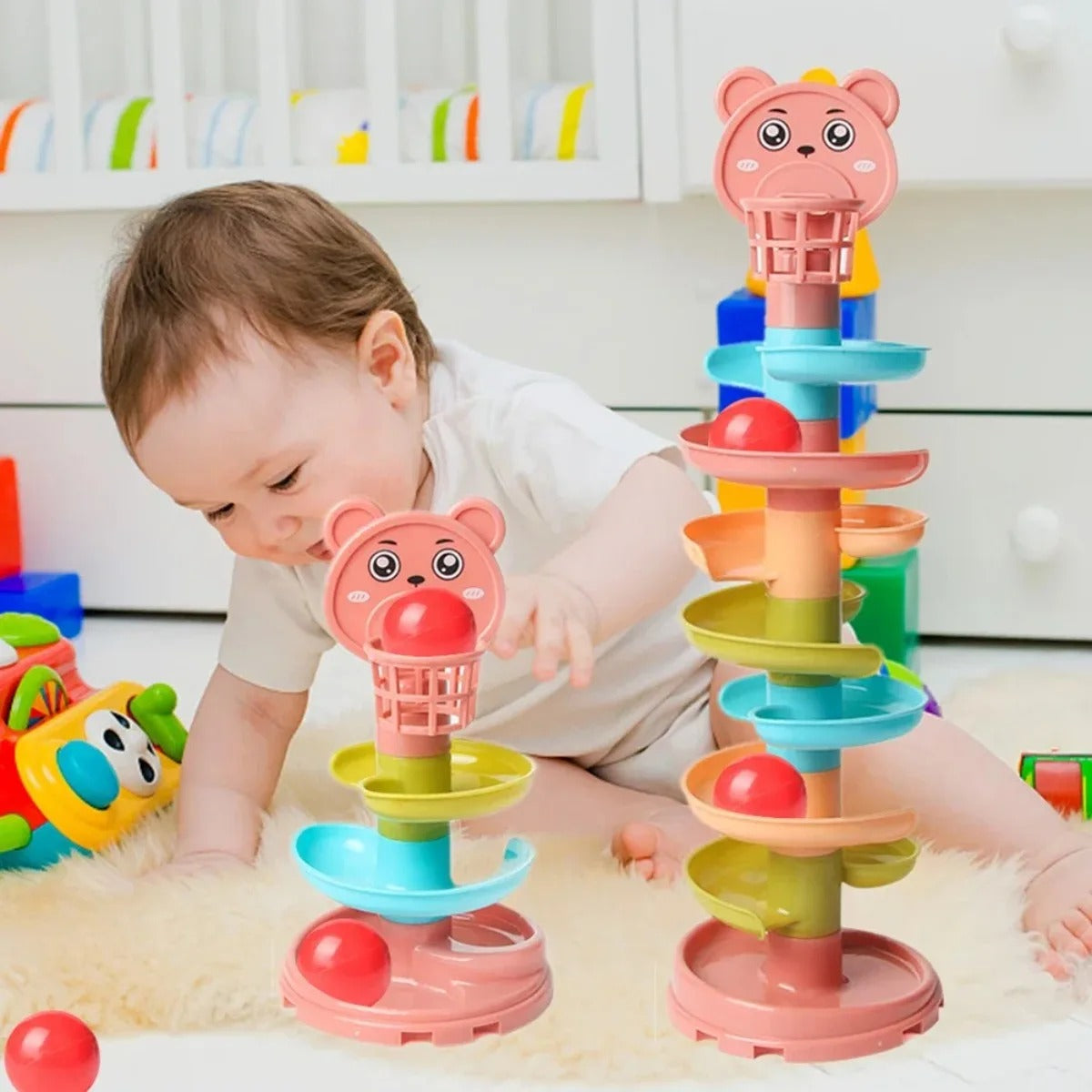 Educational Ball Drop Tower – Multi-Level Rolling Ball Track for Toddlers - Poppix
