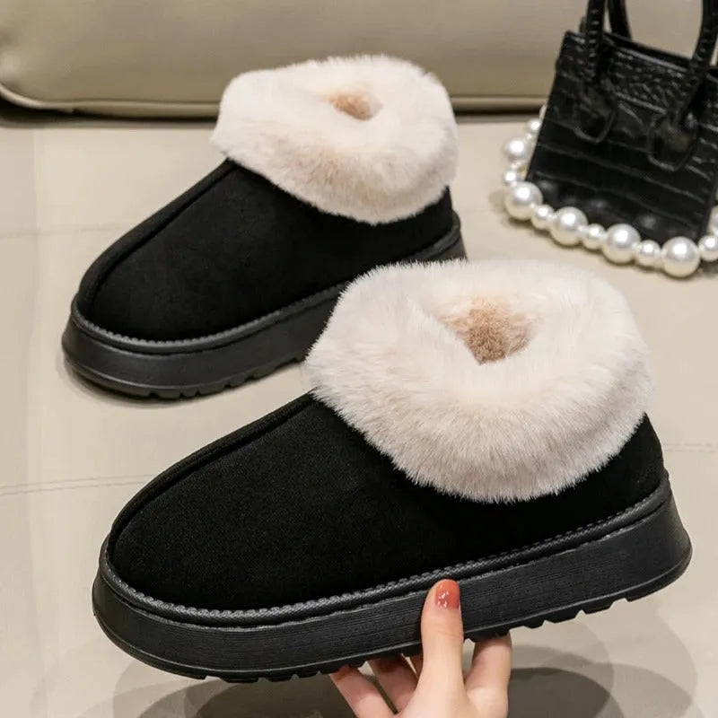 New Luxury Plush Snow Boots: Faux Fur Winter Slippers for Women & Men - Poppix