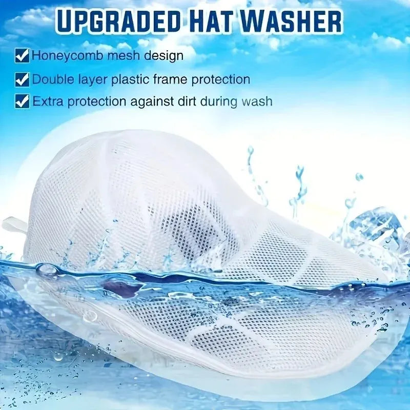 Premium Baseball Cap Washer – Hat Cleaning Cage & Mesh Bag for Washing Machine - Poppix