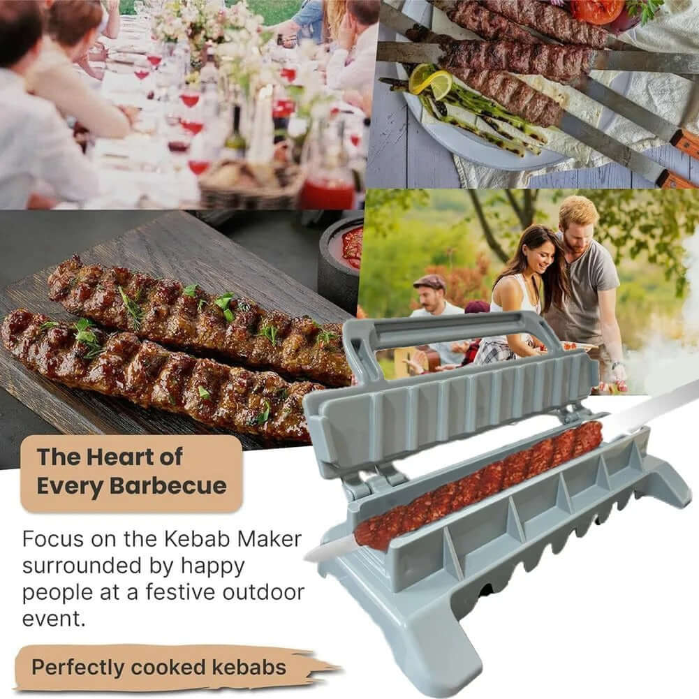 Easy Kebab Press & Meat Skewer Maker – Manual BBQ Prep Tool - Poppix