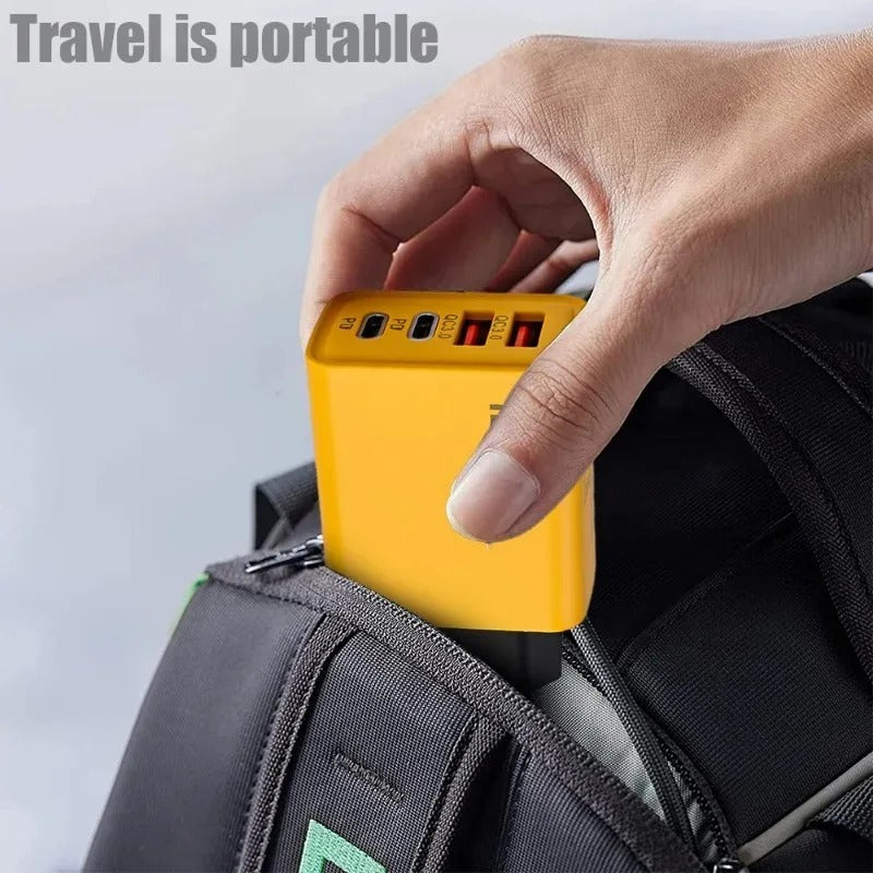 120W 4-Port Fast Wall Charger – Dual USB-C PD & QC 3.0 Adapter - Poppix