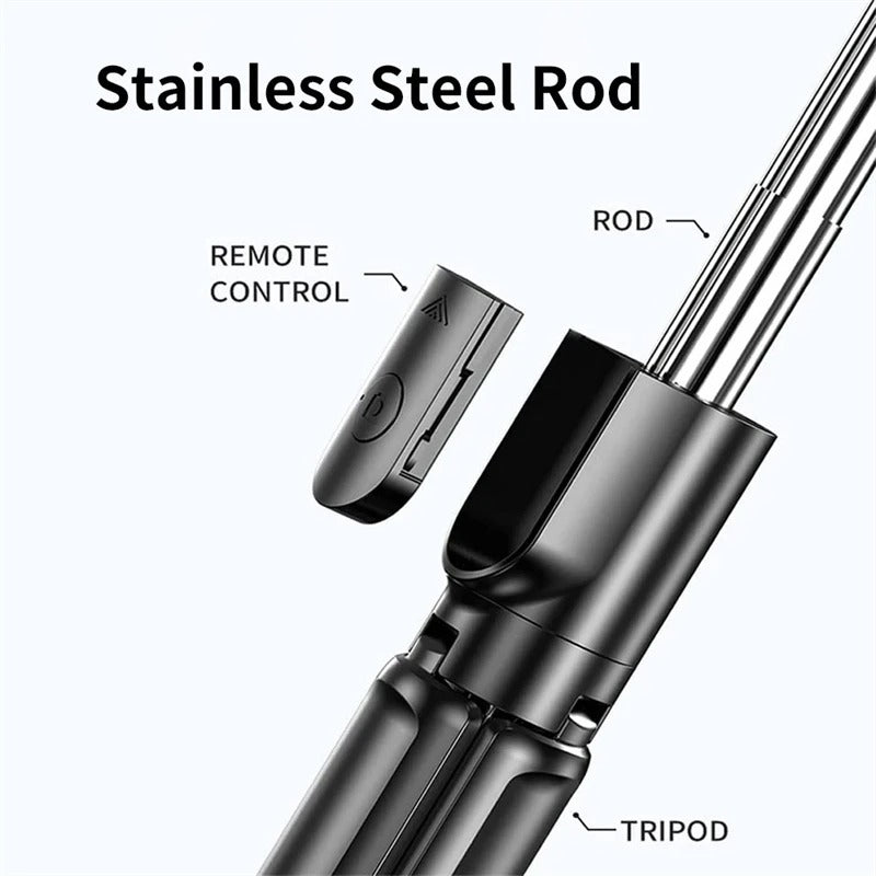 3-in-1 Selfie Stick Tripod with LED Light & Bluetooth Remote - Poppix