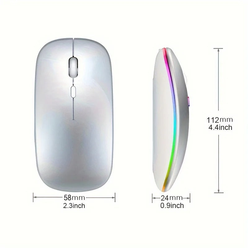 Dual Mode Wireless Mouse – Bluetooth & 2.4GHz Rechargeable RGB Mouse - Poppix