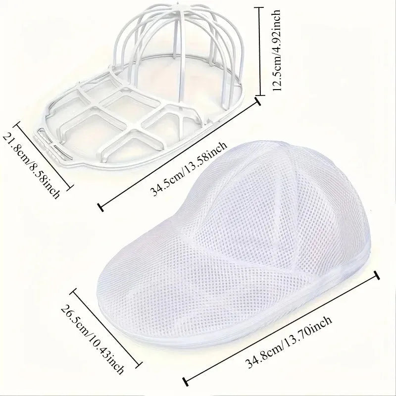 Premium Baseball Cap Washer – Hat Cleaning Cage & Mesh Bag for Washing Machine - Poppix