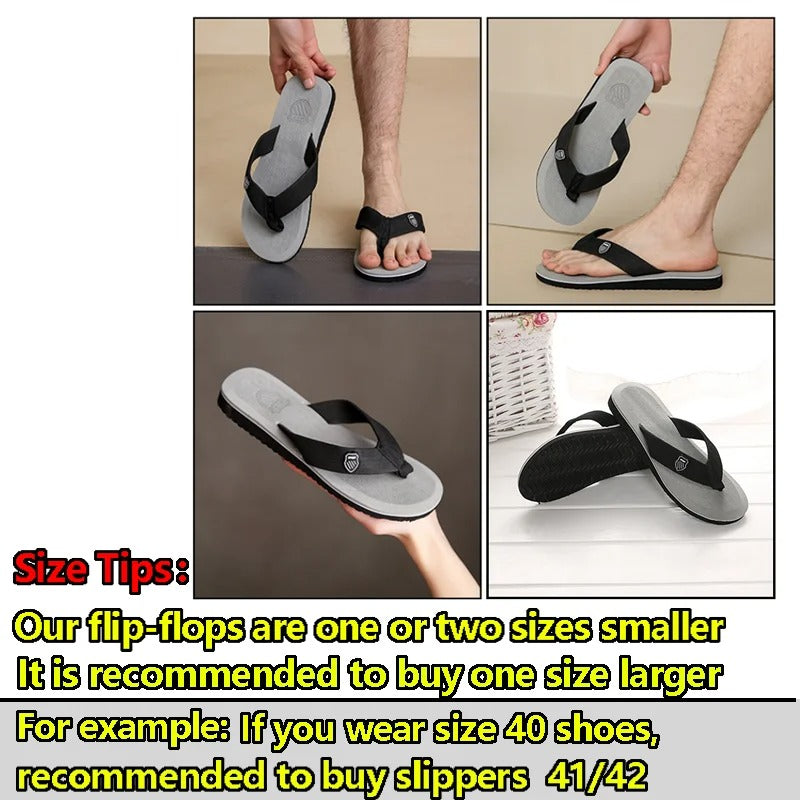 Men's Casual Non-Slip Flip Flops – Versatile Summer Beach Slides - Poppix