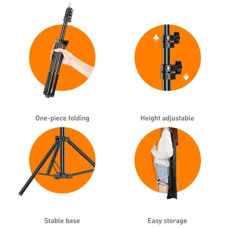 160cm Professional Live Stream Tripod – Adjustable Floor Stand for Phones & Cameras - Poppix