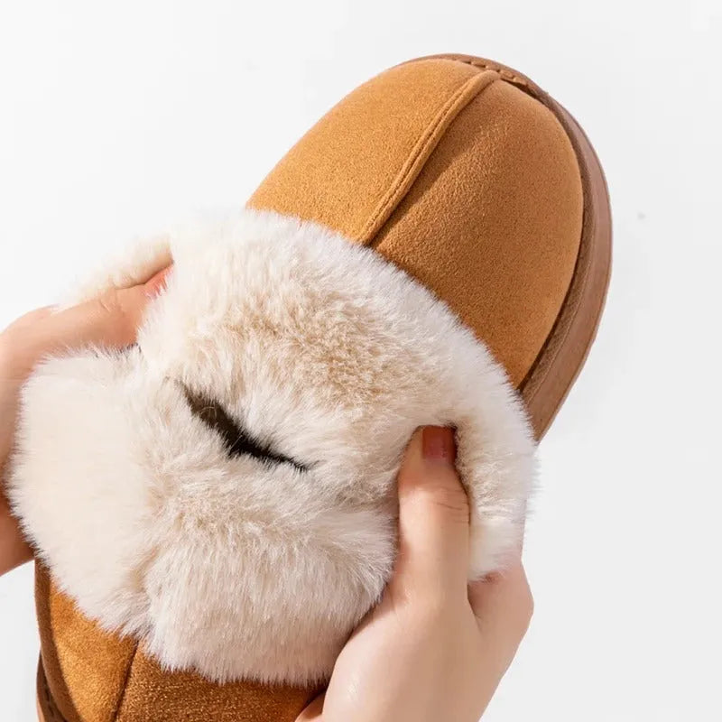 New Luxury Plush Snow Boots: Faux Fur Winter Slippers for Women & Men - Poppix