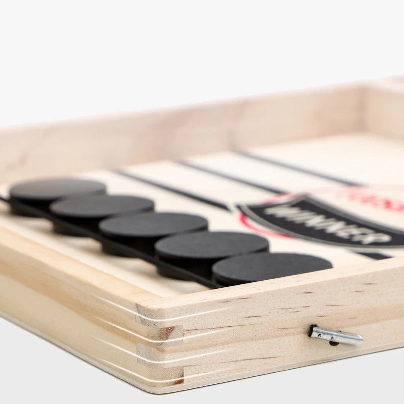 Fast Sling Puck Board Game – Portable Wooden Table Hockey for Kids & Adults - Poppix