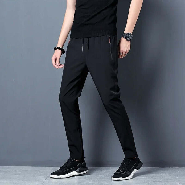 Men's Smart Slim-Fit Joggers – Elastic Waist Casual Chino Trousers - Poppix