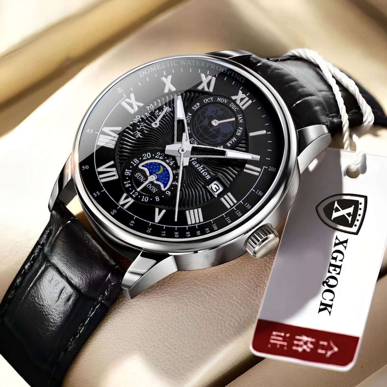 Men’s Luxury Sport Quartz Watch – Waterproof Luminous Leather Timepiece - Poppix