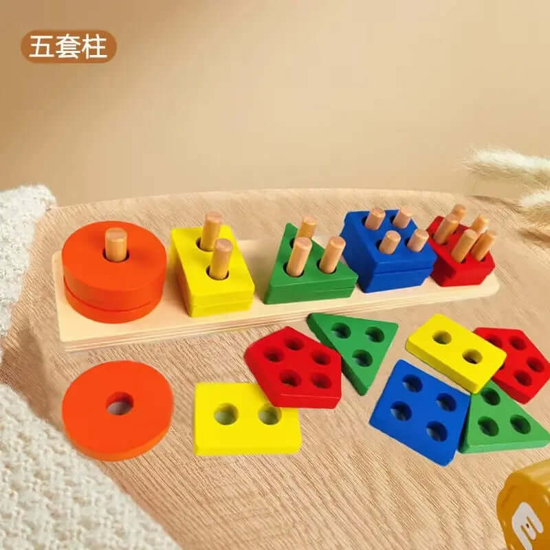 Montessori Wooden Stacking & Sorting Toy – Fine Motor Skills Puzzle