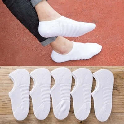 Men’s 5-Pack Cushioned No-Show Socks – Anti-Slip Cotton Boat Socks