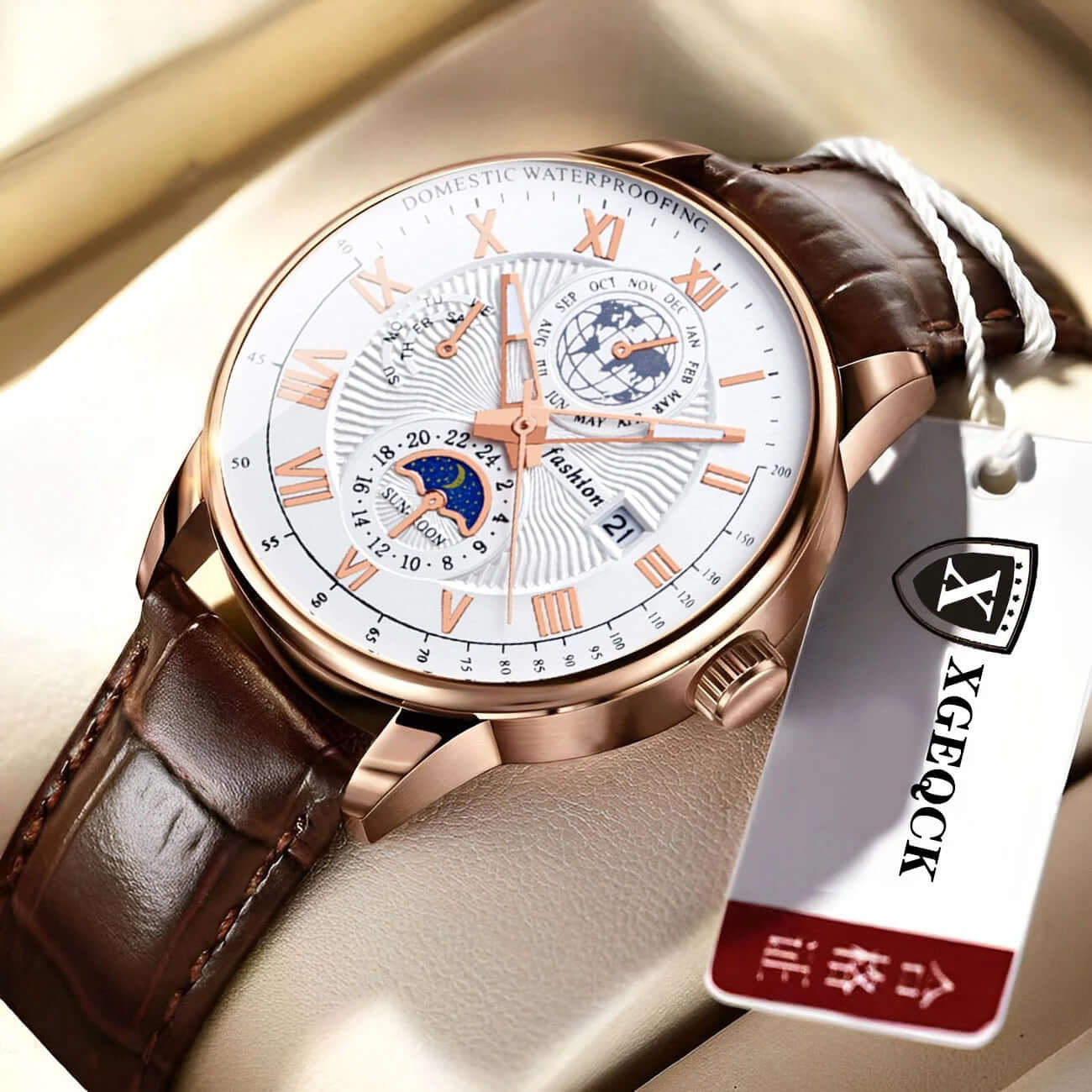 Men’s Luxury Sport Quartz Watch – Waterproof Luminous Leather Timepiece - Poppix