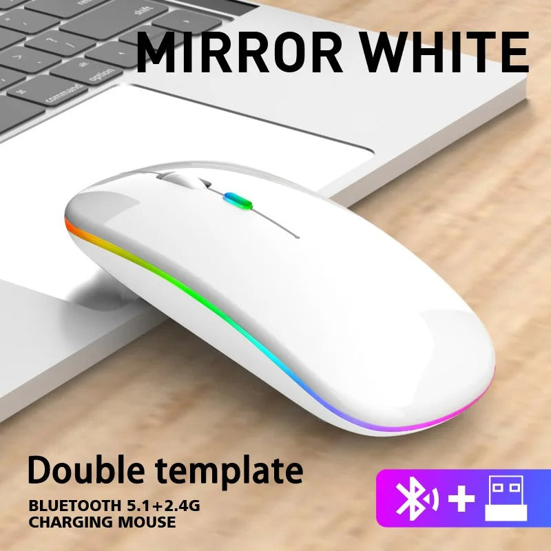 Dual Mode Wireless Mouse – Bluetooth & 2.4GHz Rechargeable RGB Mouse - Poppix