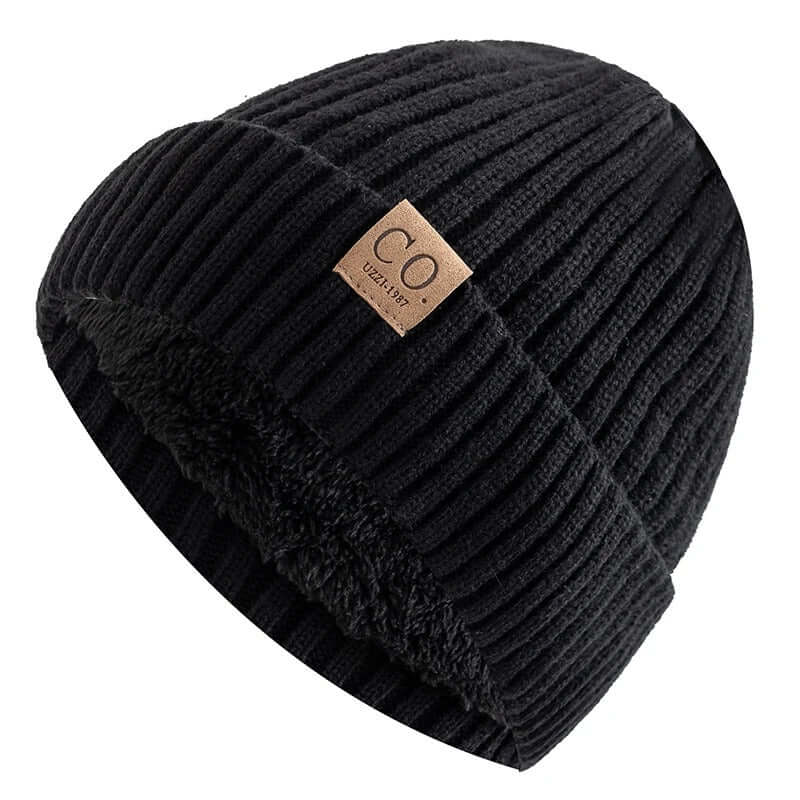 Two-Tone Fleece-Lined Winter Beanie – Unisex Warm Knitted Cap - Poppix