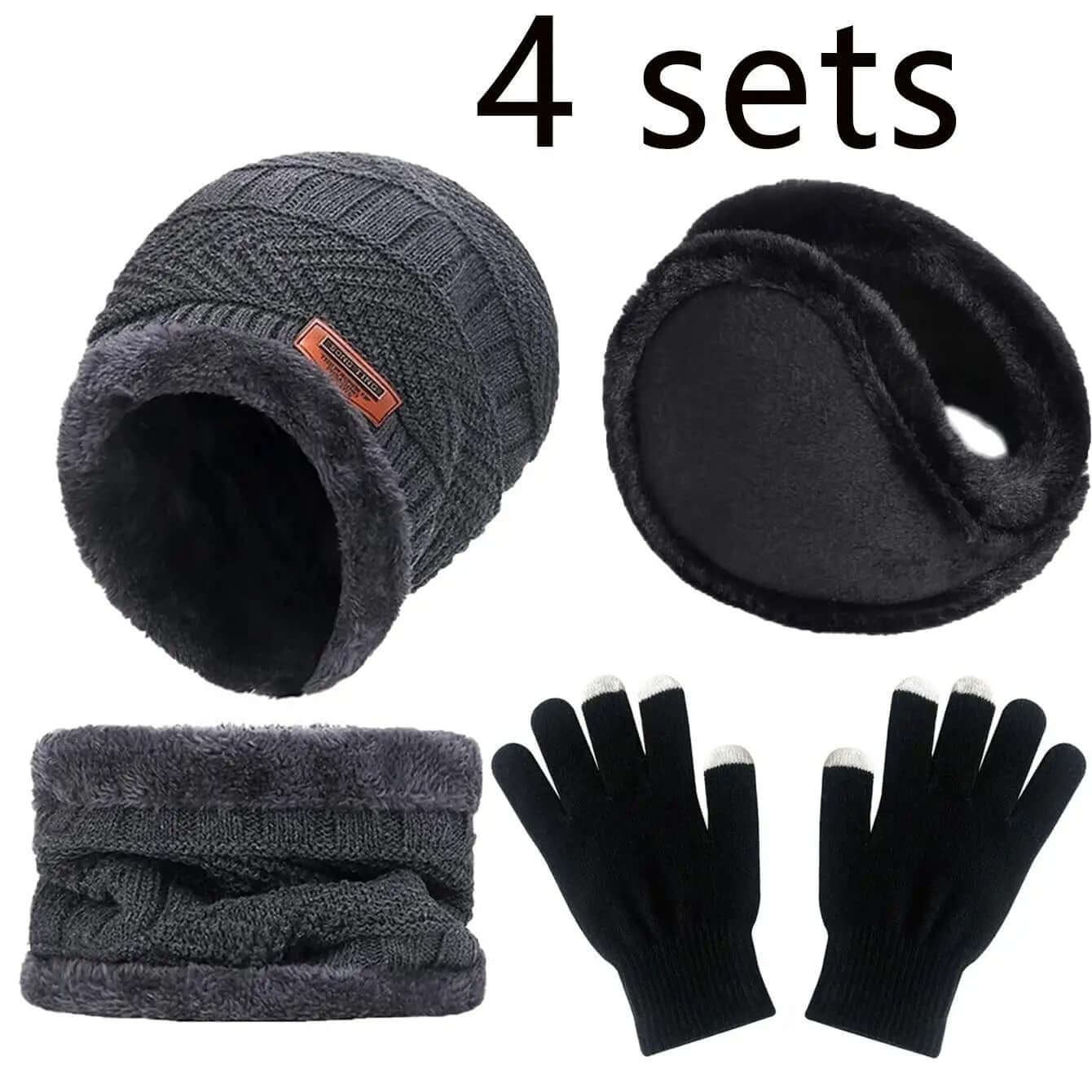 Premium Winter Warmth Set – Velvet-Lined Beanie, Scarf & Touchscreen Gloves